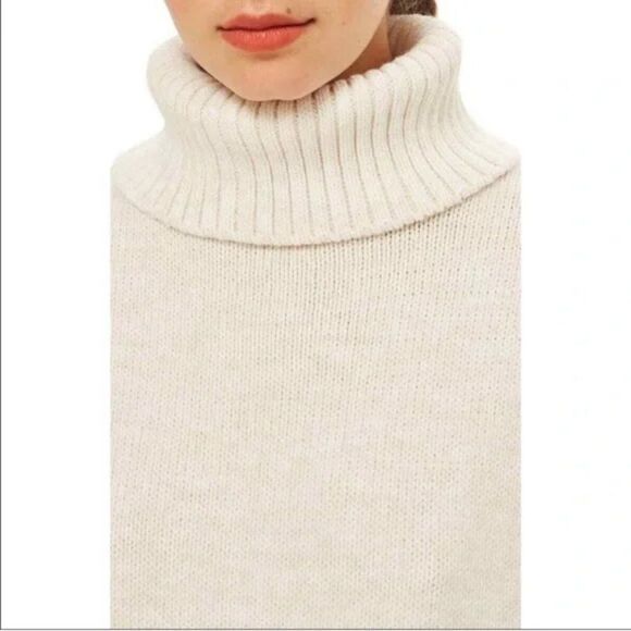 Topshop Turtleneck Sweater Dress Tunic - size 6 in Oat - Picture 3 of 16